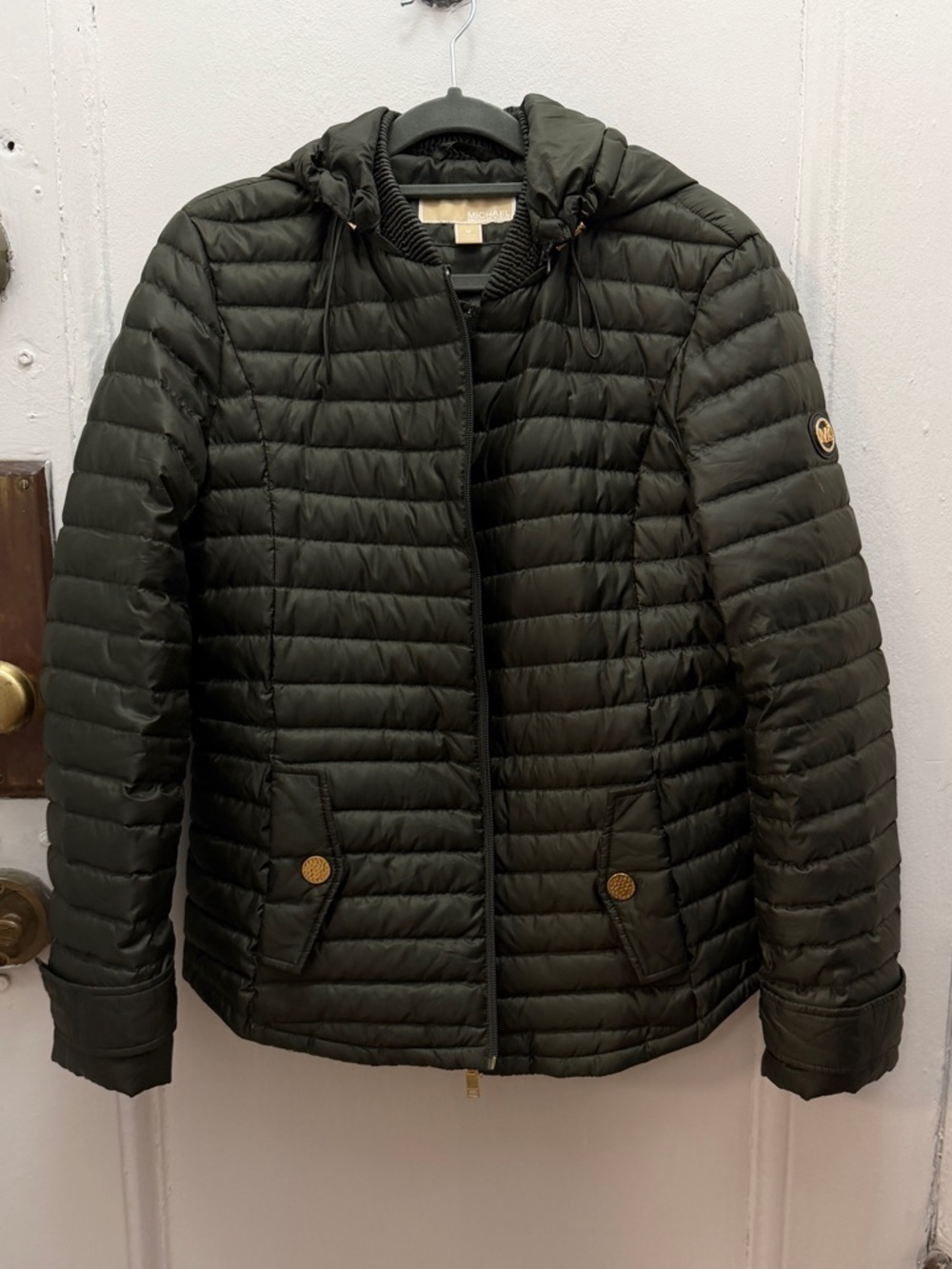 MICHAEL Michael Kors Olive Green Quilted Hooded Puffer Jacket